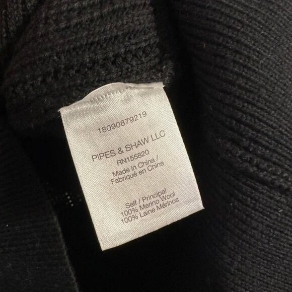 Veronica Beard Black 100% Merino Wool Esme V Neck Puff Sleeve Sweater Medium - Picture 3 of 3